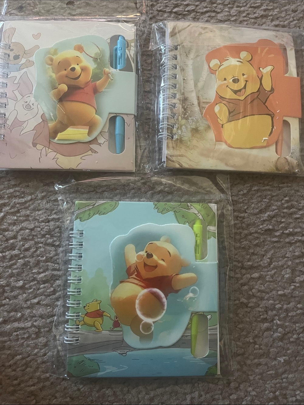 Winnie-the-Pooh Spiral Notebook with Pen - Yellow & Blue Covers